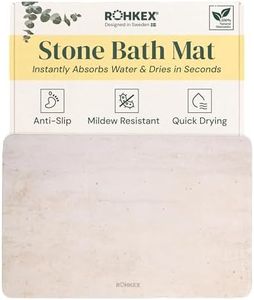 ROHKEX Stone Bath Mat Diatomaceous Earth Bath Mat - Super Absorbent, Non-Slip, Quick Dry Easy to Clean Durable Bathroom Shower Floor Mat, Soft-Touch Surface Natural, Sustainable, 24 x 15
