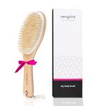 Rengöra Dry Body Brush with Natural Boar Bristles - Excellent Ergonomic Wooden Handle Bath Brush for Body Scrubbing, Exfoliating, Dry Brushing and Lymphatic Drainage