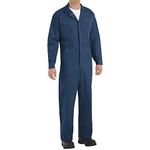 Red Kap Men's Button-Front Cotton Coverall, Navy, 64