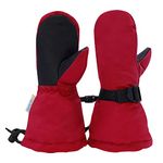 JAN & JUL Toddler Mittens Waterproof Fleece-Lined Stay-On (Red, S: 2-4Y)