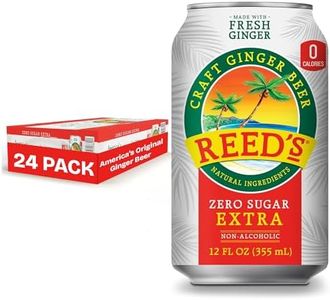 Reed's Zero Sugar Extra Ginger Beer, Pack of 24 (12fl oz Can each) - Non-Alcoholic Jamaican Real Ginger Brew, Sweetened w/Stevia - Ideal Moscow Mule Mix, Cocktails & Mocktails - No Artificial Flavors