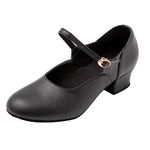 Asyusyu Cuban Character Shoes Suede Sole Black Ballroom Dance Shoes for Women PU-7.5 UK