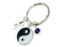 Personalised Yin Yang Keyring, initial charm, birthstone crystal keychain, Housewarming Gift, grunge, yoga 90s fashion y2k alternative alt emo punk, girlfriend birthday gift witch goth gothic pagan