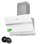 CIARRA CBCW6736N Class A++ 750m³/h Touch Control Angled Cooker Hood 60cm with Carbon Filters Recirculating & Ducting LED Lights Wall Mounted Range Hood 600mm Kitchen Extractor Fan