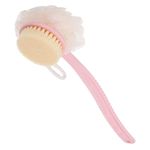 RIVERIYA 2 IN 1 Back Body Bath Brush with Bristles and Loofah Back Scrubber with Curved Long Handled for Skin Exfoliating Bath, Massage Bristles Suitable for Wet or Dry, Men and Women