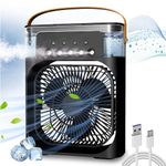 Techking (15 YEARS WARRANTY) Personal Air Cooler, Portable Air Conditioner Fan, Mini Evaporative Cooler with 7 Colors LED Light, 1/2/3 H Timer, 3 Wind Speeds and 3 Spray Modes for Your Desk- BLACK