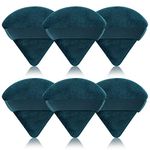 Pimoys 6 Pieces Powder Puff Face Soft Triangle Makeup Puff for Loose Powder Body Powder, Cosmetic Foundation Sponge Velour Setting Powder Puff(Peacock Blue)