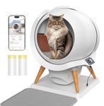HoneyGuaridan Self Cleaning Cat Litter Tray with APP Control, Waterproof Automatic Cat Litter Box, Smart Robot Litter Box, Safety Protection 0 Risk, Odor-Free, 63L Large-Open for Multi-Cats 3-33lb