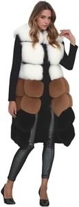 Lisa Colly Winter Waistcoat Women's Faux Fur Vest Sleeveless Jacket Coat Outerwear (Camel,4X-Large)