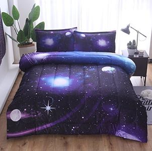 Wowelife Galaxy Comforter Set - Full 5 Piece Bedding Set in Blue with 3D Galaxy Pattern for Boys and Girls, Includes Comforter, Flat Sheet, Fitted Sheet and 2 Pillowcases