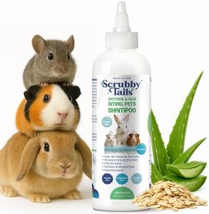 Scrubby Tails Natural Oatmeal & Aloe Vera Small Pets Shampoo for Guinea Pig, Bunny, Ferret & Rabbit Shampoo - Hypoallergenic for Sensitive Skin. 8 fl. oz. (Unscented)