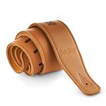 Personalised Light Brown Leather Guitar Strap by Dat Strap | 100% Handmade Adjustable Real Leather | Padded Layer for Comfort | for Electric, Acoustic, Bass and Classical Guitar