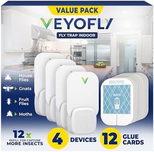 VEYOFLY Fly Trap Indoor, Fruit Fly Traps for Indoors, (4 Device + 12 Refills) Gnat Traps for House Indoor, Fly Catcher Indoor, Plug in Light Flying Insect Trap, Bug Light Killer, Fly Trap
