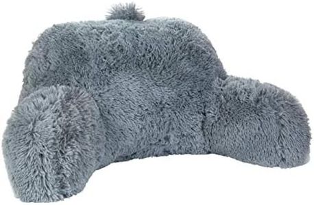 Klear Vu Shaggy Reading Pillow Back Rest Body Pillow for Adults and Kids, Lumbar and Arm Support on Bed, Chair, Couch, Sofa and Floor, 30" x 21", One Size, Cool Gray