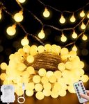 33 FT 100 LED Globe Ball String Lights, 8 Modes with Remote Battery & USB Powered Christmas Lights Fairy String Lights Decor for Indoor Outdoor Christmas Tree Party Wedding Garden, Warm White