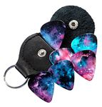 Galaxy Guitar Picks With Plectrum Holder Keyring 6 Double Sided Picks