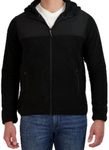 Swiss Alps Mens Full Zip Hooded Performance Polar Fleece Jacket Sweatshirt With Pockets Long Sleeve Fleece Outdoor Jacket, Black, Medium