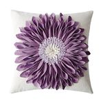 OiseauVoler Decorative Throw Pillow Covers 18x18 Inches 3D Flower Cushion Cases Handmade Square Pillowcases for Couch Bed Living Room Home Decor Purple