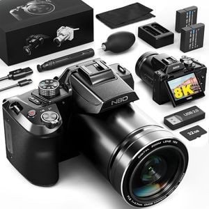 64MP 8K Cameras for Photography with Flip Screen & Hot Shoe,Black