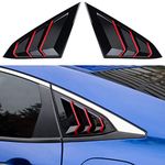 Thenice for 10th Gen Civic Racing Style Rear Side Window Louvers Air Vent Scoop Shades Cover Blinds for Honda Civic Sedan 2020 2019 2018 2017 2016 -Black Red