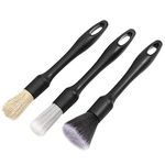 Adifare 3pcs Car Detailing Brushes Set Soft Auto Detailing Brush Kit Interchangeable Different Sized Car Detail Cleaning Tool Reusable Car Detailing Brush for Car Interior Exterior Wheels