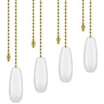 Topbuti 4 Pack Ceiling Fan Chain Pulls Wooden Pull Chain Extension for Ceiling Light Fan Chain Lamp (White Color)