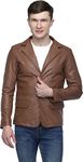 WOLVER Men's Khaki Leather Blazer for Men | Leather Mens Blazer | Leather Coats for Men