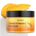 RIHAKO Turmeric Exfoliating Facial Scrub, Vitamin C Face Exfoliator for All Skin Types, Clears Blackheads,Nourishes Skin,Deep Cleansing