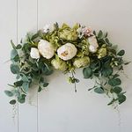 INFILM 30Inch Wedding Artificial Peony with Green Leaves Swag,Handmade Flowers Backdrop Table Runner Centerpiece Garland for Arch Front Door Wall Home Hanging Wreath Decor