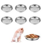 6 PCS Cat Bowls Whisker Friendly, Shallow Wide Flat Cat Food Bowls Stainless Steel,Metal Cat Dishes Whisker Fatigue Relief,Replacement Basic Cat Plates for Elevated Stand,Dishwasher Safe