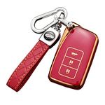 ontto Car key fob cover fit for LEXUS IS ES GS LS NX RS GX LX RC LC RX Smart Key case TPU Key Shell keyring Key Holder keychain protective Accessories 3 Buttons Red