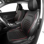 AUTOYOUTH Universal Front Car Seat Covers, Waterproof PU Leather, Red/Black, Airbag Compatible, Pair, for SUV, Van, Saloon