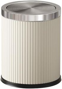 LEASYLIFE Bathroom Trash can with lid,Flip Lid Trash Can for Bedroom,Hide The Garbage Bag,Medium Garbage Can for Living Room,Hotel,(15L-White-Silver)