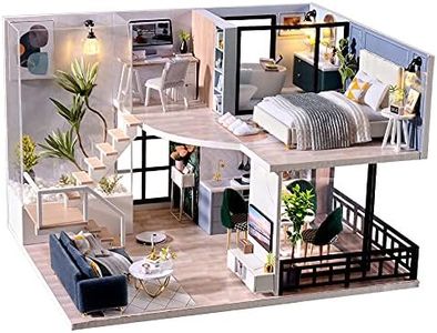 TuKIIE DIY Miniature Dollhouse Kit with Furniture, 1:24 Scale Creative Room Mini Wooden Doll House Accessories Plus Dust Proof & Music Movement for Kids Teens Adults(Satisfied Time)