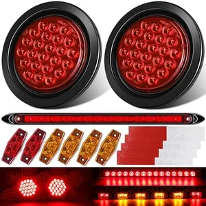 RONSTA 4 inch Round Led Trailer Lights Kit with Light Bar and Wiring, 2PCS Waterproof Stop Brake Lights for Boat RV Truck Snowmobile