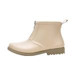 Kamik Women's Nicky Ankle Rain Boot Front Zipper, Beige, 8