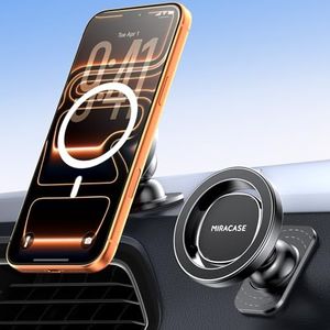 Miracase Latest Upgrade for MagSafe Car Mount [33+LBS Strong Suction & 2200gf Magnetic] Small Phone Holders for Your Car Dashboard, 360° Adjustable Car Phone Holder Mount for iPhone Garmin GPS