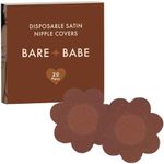 Bare Babe Disposable Satin Nipple Covers - 40 Pieces Waterproof Pasties 4 Shades - Sticky Breast Stickers for Strapless Dress, Cocoa, Regular (Fits A-H)