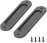 ZGWANSUI 2 Pack Barn Door Handles 6 Inch, Sliding Barn Door Pull Handle, Recessed Door Finger Pull, Rustic Flush Barn Door Handle, Round Corner for Closet Drawer Cabinet Cupboard, Gray