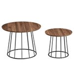 VASAGLE Coffee Tables, Set of 2 Round Side Tables, Modern Style, Steel Frame, for Living Room, Bedroom, Natural Walnut LCT045K43