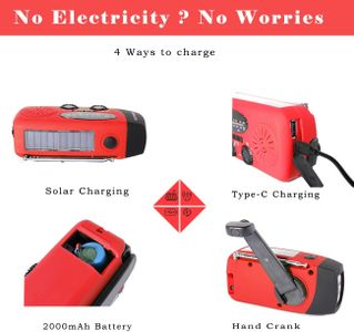 Wind Up Emergency Radio – 2000mAh Rechargeable Hand Crank