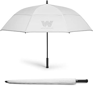 Weatherman Umbrella - Automatic Open Golf Umbrella - Golf Extra Large Big Oversize Windproof for Golf Bag Push Cart w/ UV Protection - Waterproof Heavy Duty Umbrellas for Rain Sun for Men Women - Resists Up to 55 MPH Winds (White, 68 inch)