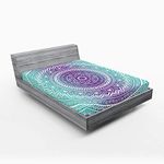 Ambesonne Blue and Purple Fitted Sheet, Mandala Ombre Eastern Mystic Abstract Old Fashion Bohemian Native Cosmos Art, Soft Decorative Fabric Bedding All-Round Elastic Pocket, Queen Size, Purple