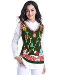 v28 Ugly Christmas Sweater for Women Reindeer Funny Merry Knit Sweaters Vest, Green, 3X-Large