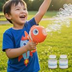 Lifelong Cuppy Rechargeable Clown Fish Automatic Bubble Gun Toy for Kids with Lights, Electric Bubble Machine, 2 Bubble Solutions, Long Fun Time, Type C Charging (Orange, LLCFBG01)