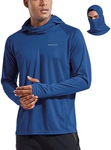 BALEAF Men's UV SPF Hoodie Shirt UPF 50+ Sun Protection Long Sleeve T-Shirts with Mask Rash Guard Fishing Lightweight Bluish Violet Size XXXL