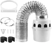 [Upgraded]AMI PARTS TDIDVKZW Indoor Dryer Vent Kit with 4-Inch by 5-Foot Proflex Duct, White, 4 Inch