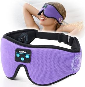 Voerou Schlafkopfhörer Bluetooth 5.4 Augenmaske, Schlafmaske mit Bluetooth Kopfhörer Kabellos für Seitenschläfer, Eingebaute ultradünne Stereo-Lautsprecher Geeignet zum Schlafen, Coole Gadgets für