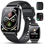 Smart Watch for Men Women Answer/Make Calls, 1.85" Smartwatch, 2024 Fitness Watch with Heart Rate Sleep Monitor, 112 Sports Modes, Step Counter, IP68 Waterproof Fitness Tracker for Android iOS, Black