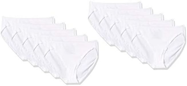 Amazon Essentials Women's Cotton High Leg Brief Underwear (Available in Plus Size), Pack of 10, White, Medium